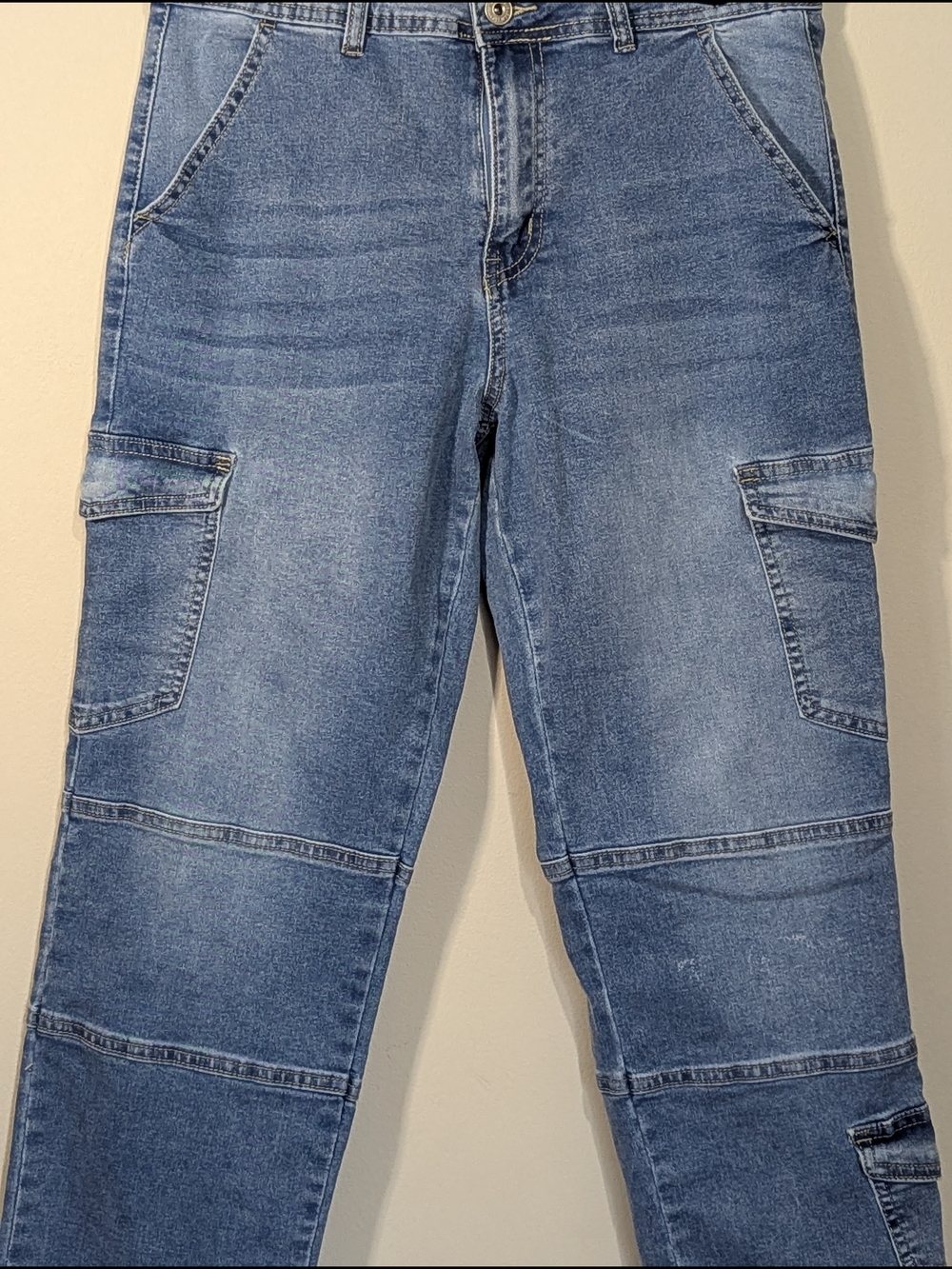 Elite Jeans Cargo Straight Jeans Women Size 9/29 Blue Utility Pocket Mid Rise - Picture 4 of 14